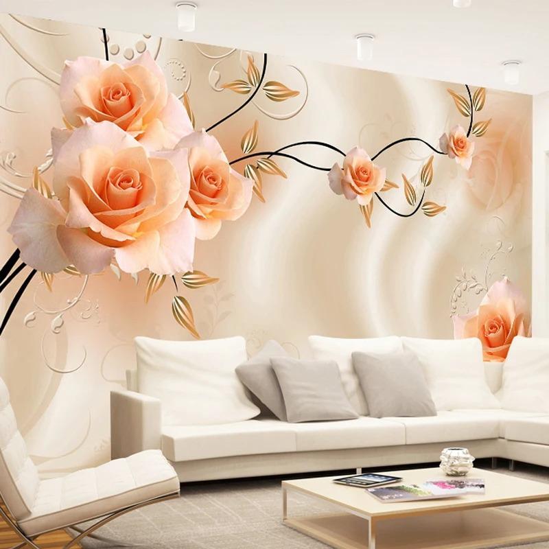 Flowers Photo Wallpapers Floral Rose Mural For Tv Sofa Backdrop Living Room Bedroom Wall Murals Home Decor
