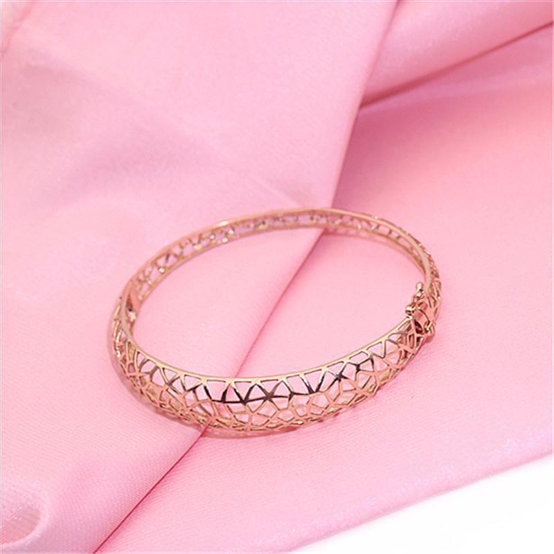 Фиолетовый Золотой Модный Личностный Щедрый Темперамент Элегантное Чувство Дизайна Позолоченный Розовым Золотом Цвет Золотой Полый Браслет (approx. 18cm)