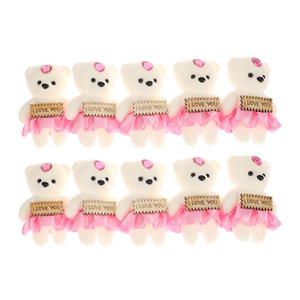10pcs/set Plush Animal Mini Bear Flower Bouquet Foam Bear Cartoon Bouquet Doll  Girl Birthday Gift