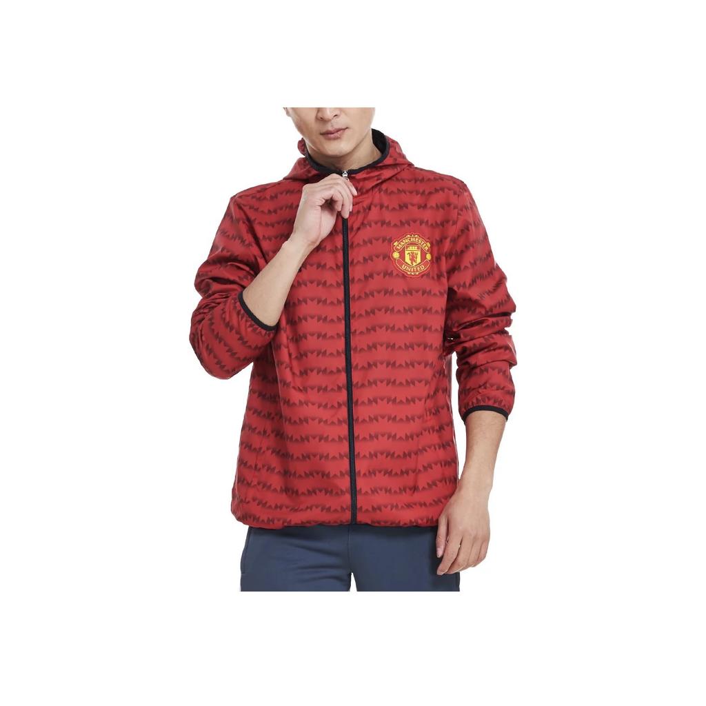 Adidas Printed Hooded Windbreaker Jacket Unisex Jackets Red AC4299