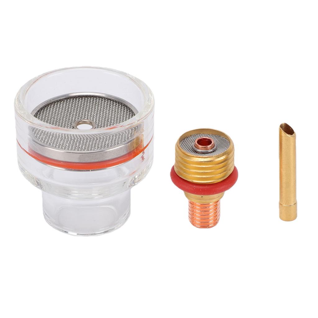 Torch Glass Cup Kit Suitable for WP 17 18 26 Torch Welding Glass Cup and 1 8 Inch 3.2mm Gas Lens Collet Body with