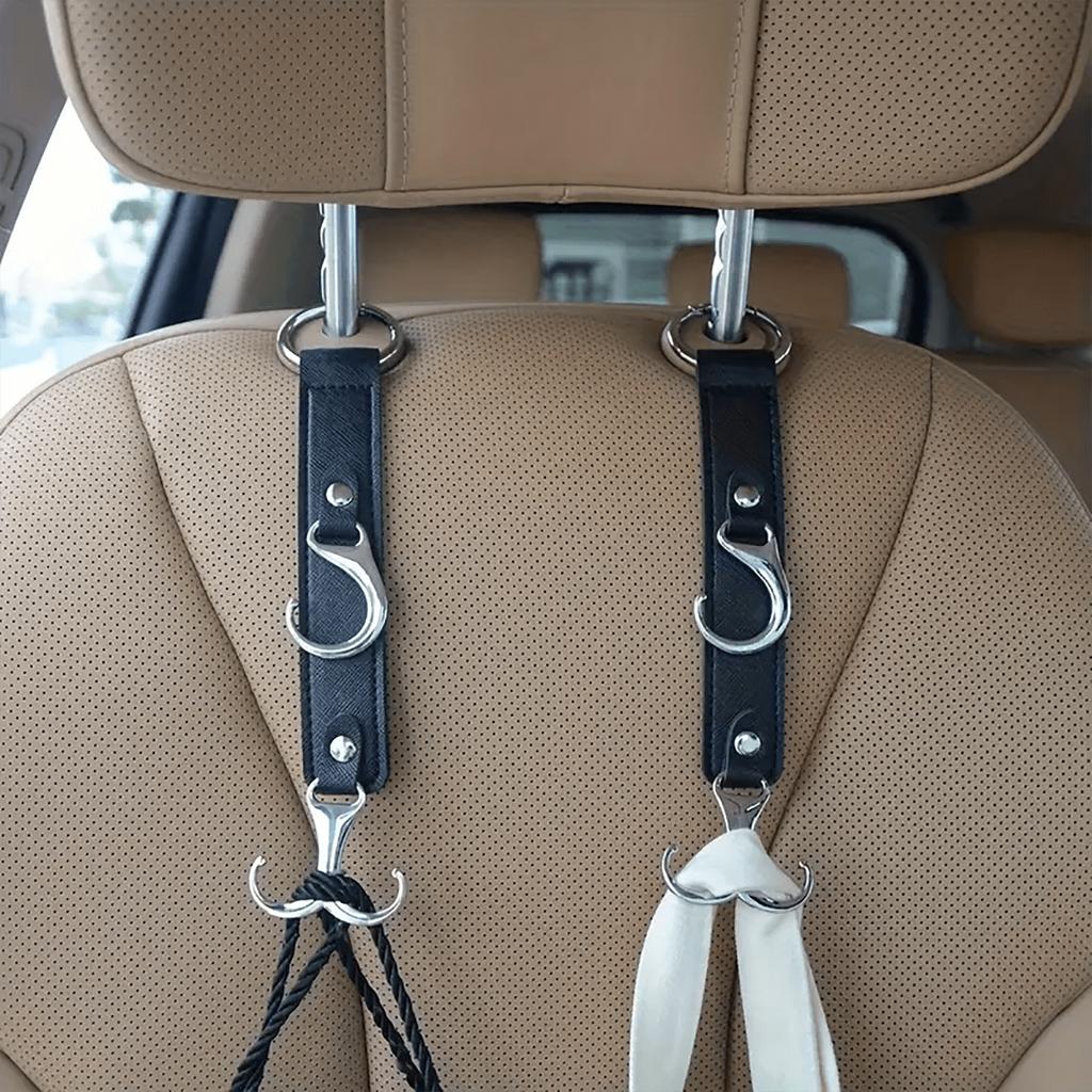 Faux Leather Car Seat Back Hooks - Perfect for Grocery Bags, Coats, Umbrellas & Handbags - Fit Vehicle Accessories