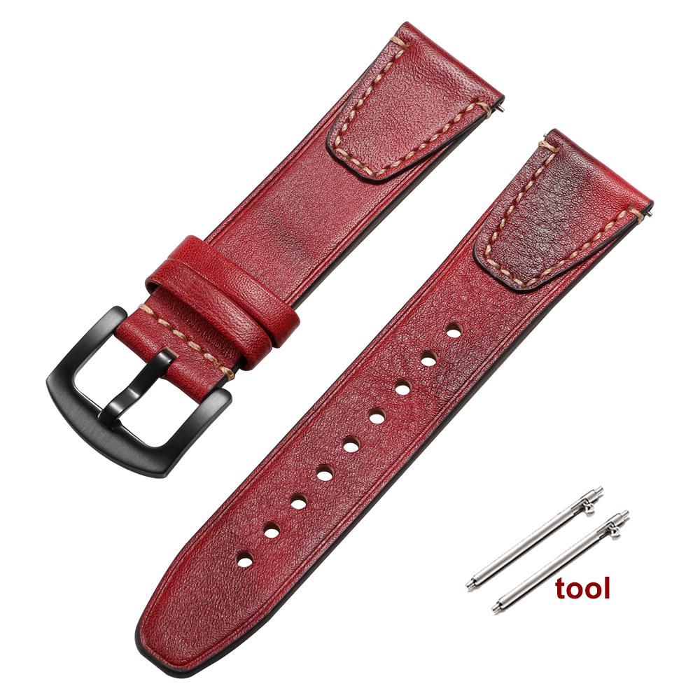 Vintage Brown Genuine Leather Watch Band Quick Release Retro Oil Wax Calfskin Strap for Seiko for Rolex 18mm 20mm 22mm Wristband