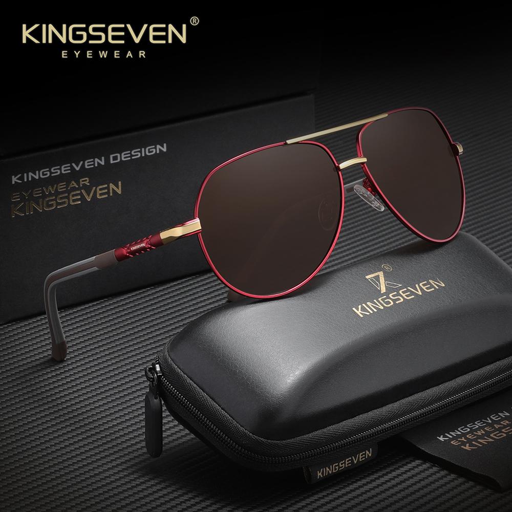 KINGSEVEN Classical Pilot Sunglasses Men Women Fashion Vintage Outdoor Travel Anti-Glare Polarized UV400 Summer Male Eyeglasses