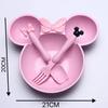 3pcs Wheat Straw Baby Cartoon Tableware Set Kindergarten Dinner Plate Durable To Baby Feeding Plate Training Bowl Spoon Fork