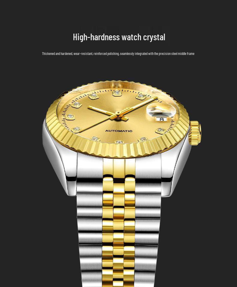Tycoon Gold Leuchtende Herrenuhr - Lupe Kalender, Bestseller, Grenzüberschreitende Partneroption