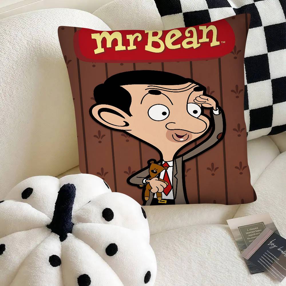 

M-Mr Bean Pillow Case Square Pillow Bedroom Sofa Leisure Comfort Cushion Car Home Decoration 20x20Inch