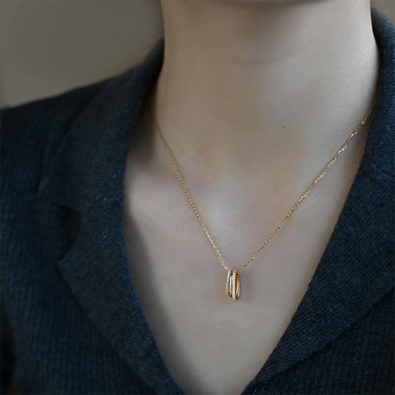 S925 Sterling Silver Plated 18K Gold Inlaid Zircon Light Luxury High-quality Necklace Pendant for Women's Clavicle Chain