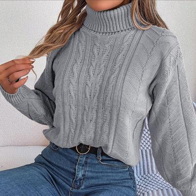 Podzimní a zimní móda Ženy Ležérní Vysoký výstřih Smažené těsto Twistry Dlouhý rukáv Pletení Pulovr Svetr Dámský rolák