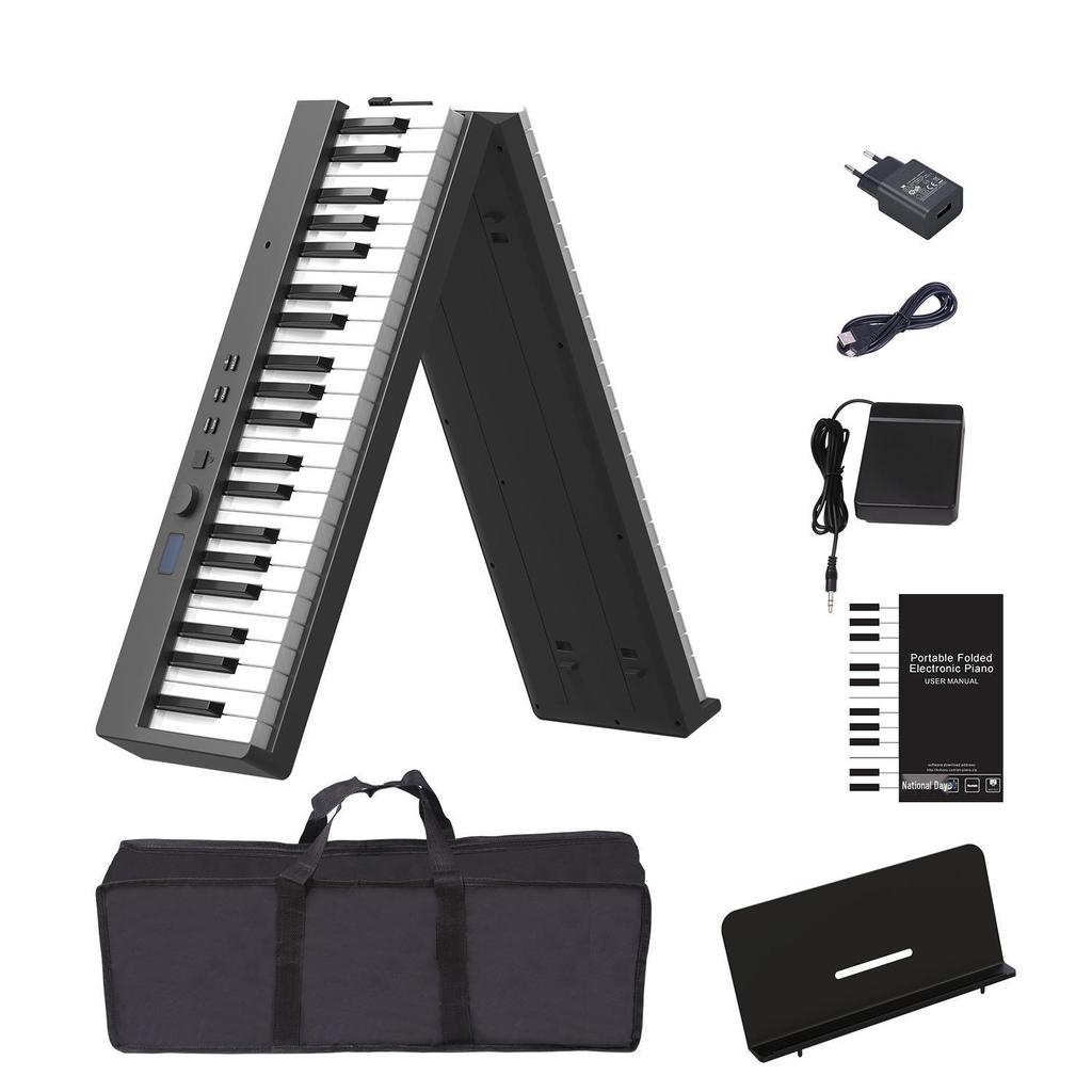Rechargeable 88-Key Foldable Portable Bluetooth MIDI Keyboard for Beginners and Adults