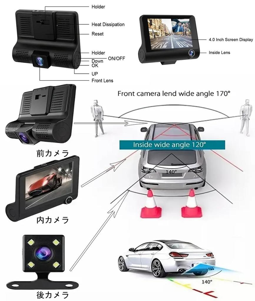 Palubní kamera se 2 předními a 3 předními současnými interiérovými a exteriérovými integrovanými předními a interiérovými 1080P HD LCD noční parkovací pohyb cirkulující