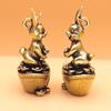 Chinese New Year Brass Zodiac Rabbit Figurines Desktop Small Ornament Lucky Rabbit Key Chain Pendant Figurine Decorations Crafts Accessories