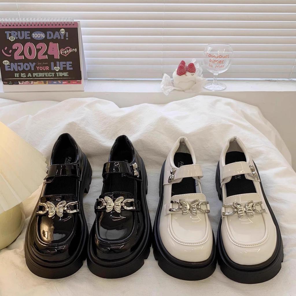 Girls' Black Leather Princess Shoes - 2025 Spring/Autumn Collection, Soft Sole, Fashionable and Stylish for Big and Little Kids