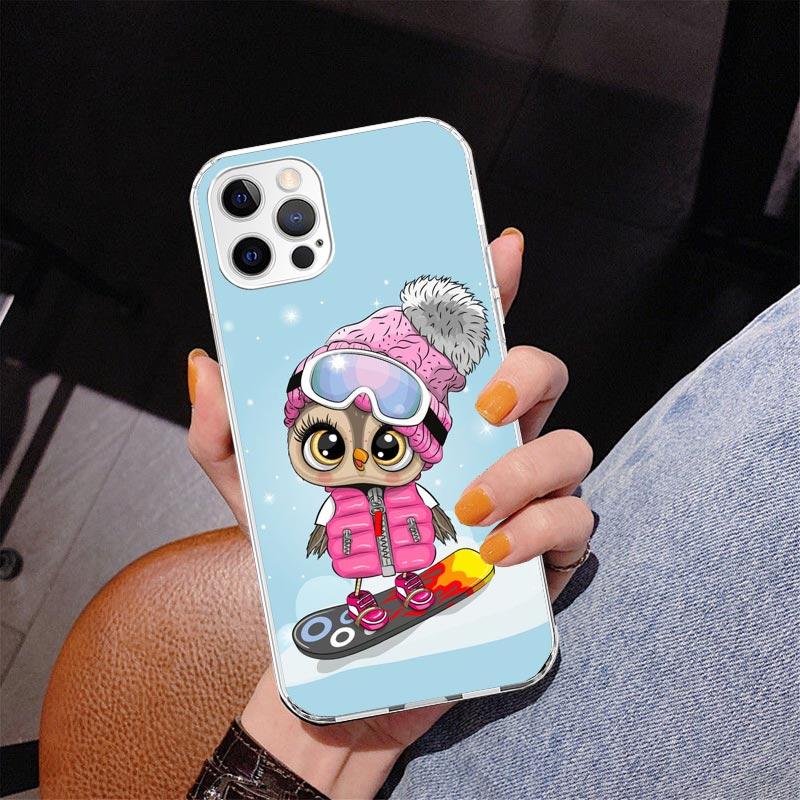 Cute Owl Hearts Lover Phnoe Case for Iphone 17 Air 16 11 12 13 Mini 14 Plus 15 Pro Max 7 8E SE 2020 16ProMax Phone Cover Coque 1