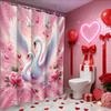 Valentine's Day Love Rose Heart Pattern Bathroom Shower Curtain With 12  Hooks Home bathroom decor and accessories