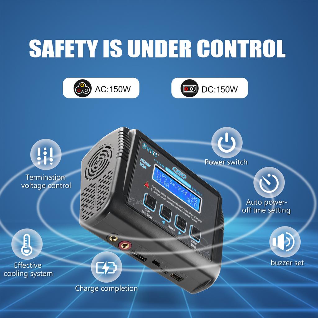 Battery Charger C150 AC DC 150W 10A Discharger for LiPo LiHV LiFe Lilon NiCd NiMh Pb Batteries Lipo Charger Balance Charger