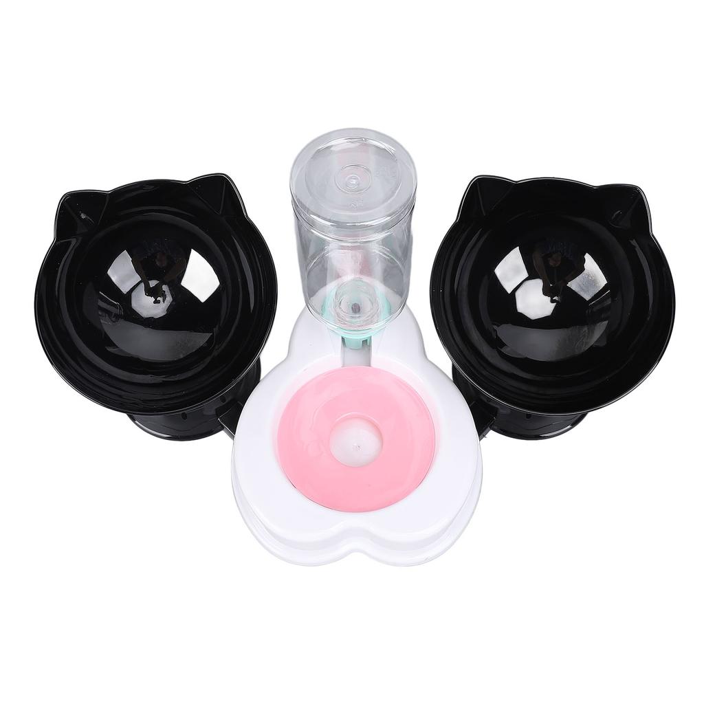 Cat Food and Water Bowl Set Neck Guard 3 In 1 Double Cat Feeding Bowl and Automatic Water Dispenser Set for Home Pet