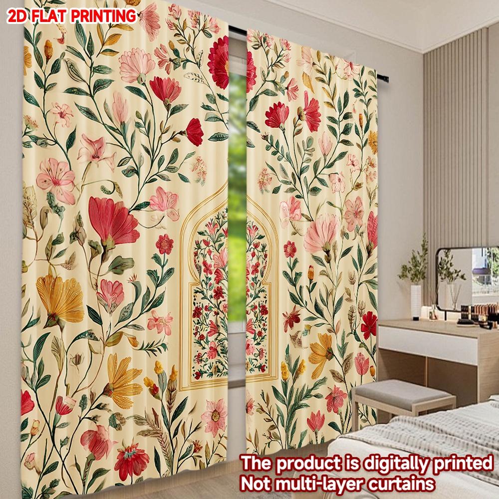 Flat Printing Happy Valentine Day Party Curtains Palaces India Digital Printed Polyester Drapes Family Curtain Set Of 2 Made Washable