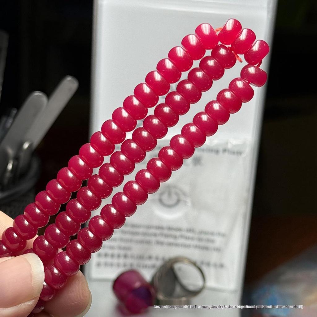 Faceted Glossy Hexagonal Teardrop Rice Beads for DIY Ruby Bracelets