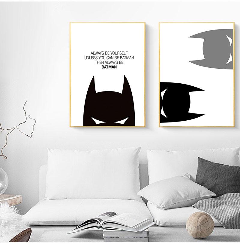 COLORFULBOY Super Hero Modern Black White Wall Art Canvas Painting Posters And Prints Wall Pictures For Living Room No Frame