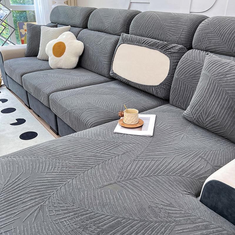 New Waterproof Fabric Sofa Cover Jacquard Solid Sofa Cushion Seat Case Stretch L-Shaped Cover Living Room Furniture Protector