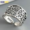 925 Sterling Silver Rings for Women Couple Minimalist Handmade Simple Hollow Flower Ring Fine Jewelry Gift Prevent Allergy
