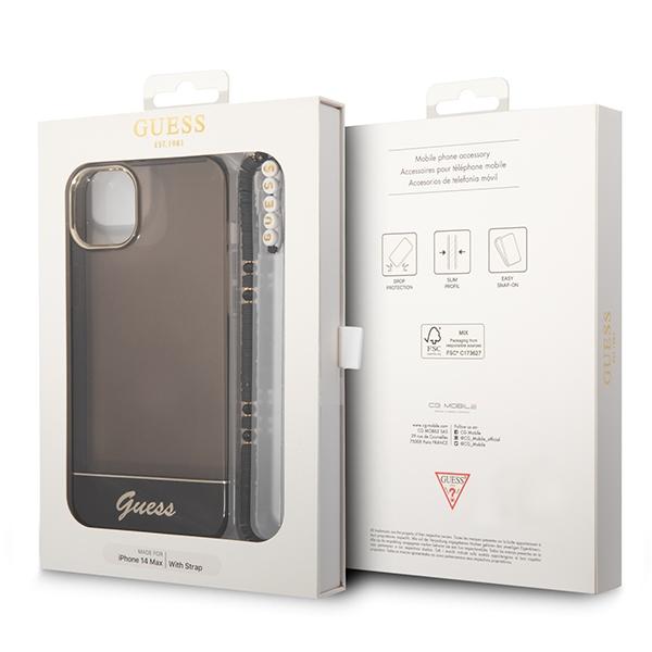 Guess Guhcp14Shgcohk Iphone 14 / 15 / 13 6.1 Czarny/Black Hardcase Translucent Pearl Strap