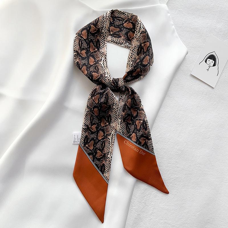Spring and Autumn Scarf for Women with Long Streamers  Collarbone Scarf  Leopard Print  Tie  Hairband  Women