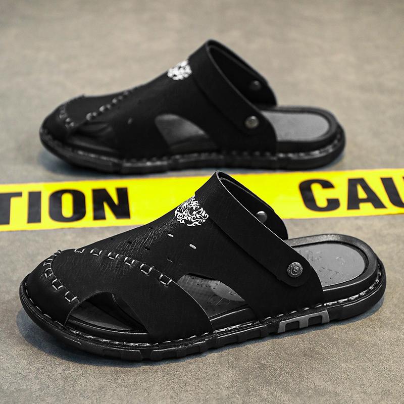 Fashion CYYTL Mens Slippers Casual Shoes Beach Sandals Summer Outdoor Slides Leather Walking Comfort Luxury Designer Fashion Lightweight