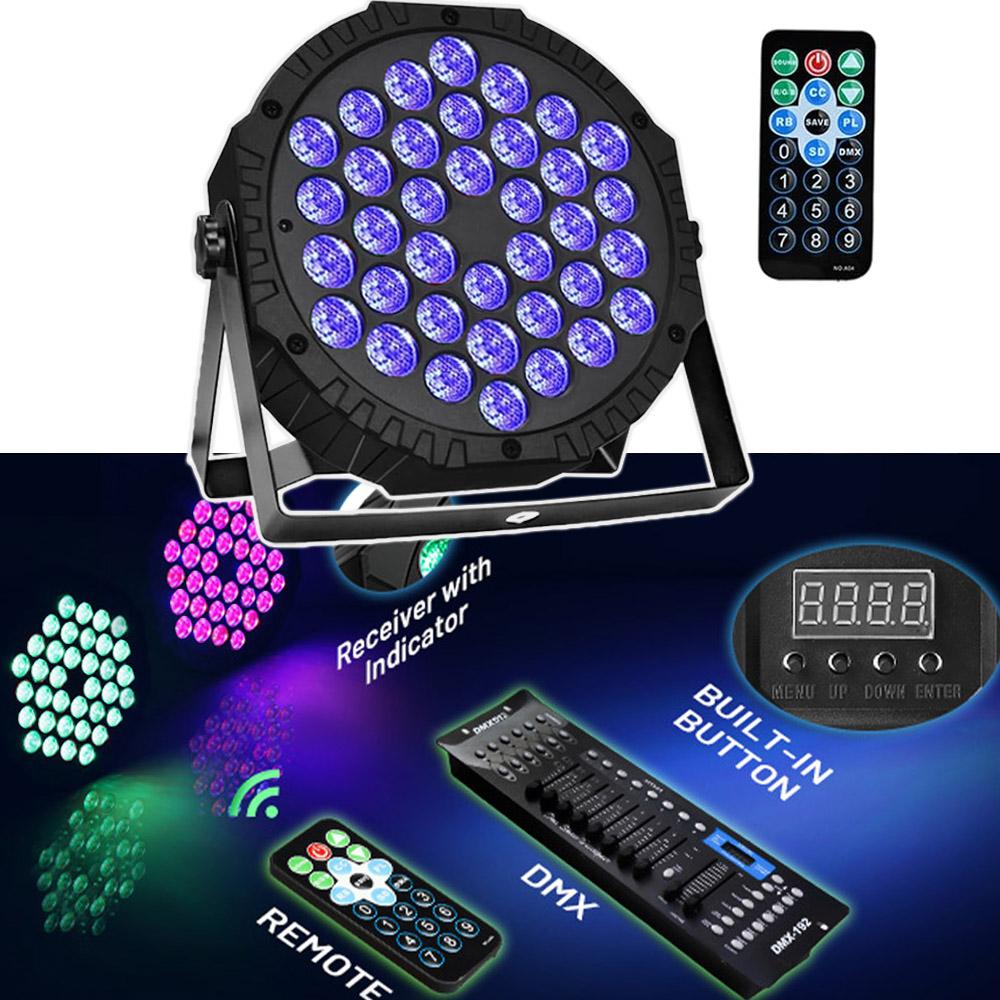 4PCS 36LED Stage Flat Par Lighting Effect RGB 3IN1 DMX 512 DJ Disco Party Holiday Christmas Bar Club Wedding Show Lights