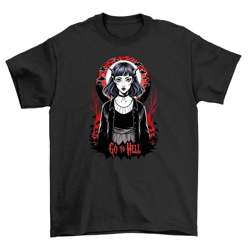 Gothic_10: Bewitching Woman In Black - Funny Gothic T-shirt, Unisex Design. Perf