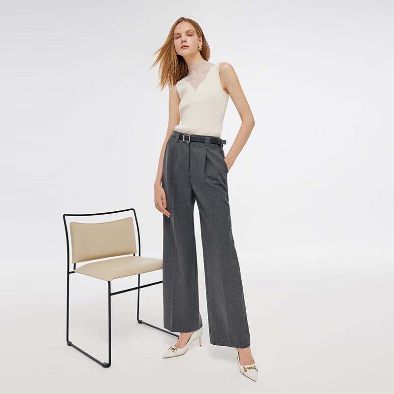 GOELIA Women's High-Waist Wool Blend Loose Wide-Leg Trousers