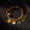 Colorful Rope Bracelet Tibetan Thangka Bangle Five Way God of Wealth Handchain National Wind Peach Knot Wristwear