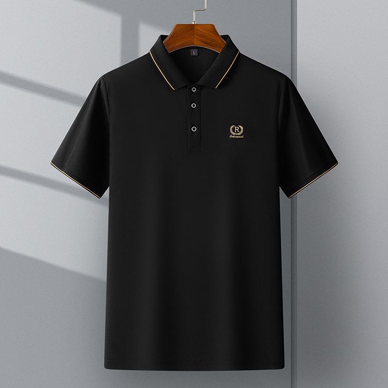 Tricou Polo Bărbătesc Brodat de Înaltă Calitate de Vară Respirabil cu Mânecă Scurtă Larg Mărimi Mari cu Guler Top Casual pentru Bărbați