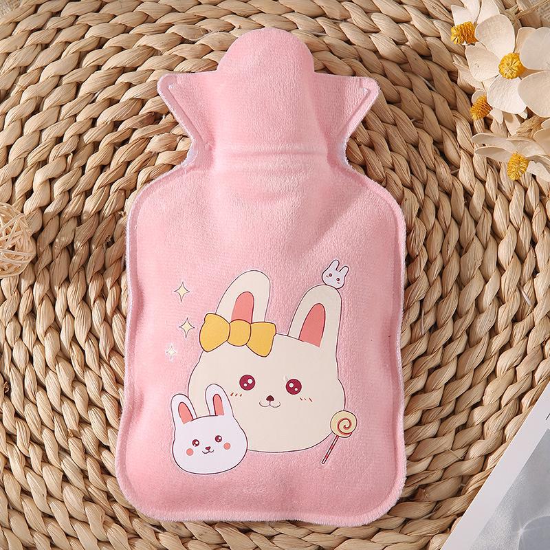 Cartoon Flannel Anti-Scalding Hot Water Bottle - Portable and Refillable for Students and Babies