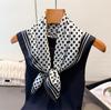 Retro French Polka Dot Spring/ Lightweight Faux Silk Printed Small Scarf Shawl Neckerchief with a High-end Feel for Women