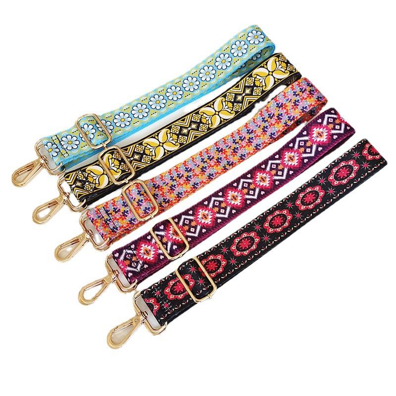 Ethnic Style Bag Accessories Color Printed Webbing Luggage Wide Shoulder Strap Single Shoulder Oblique Span Extended Bag Strap