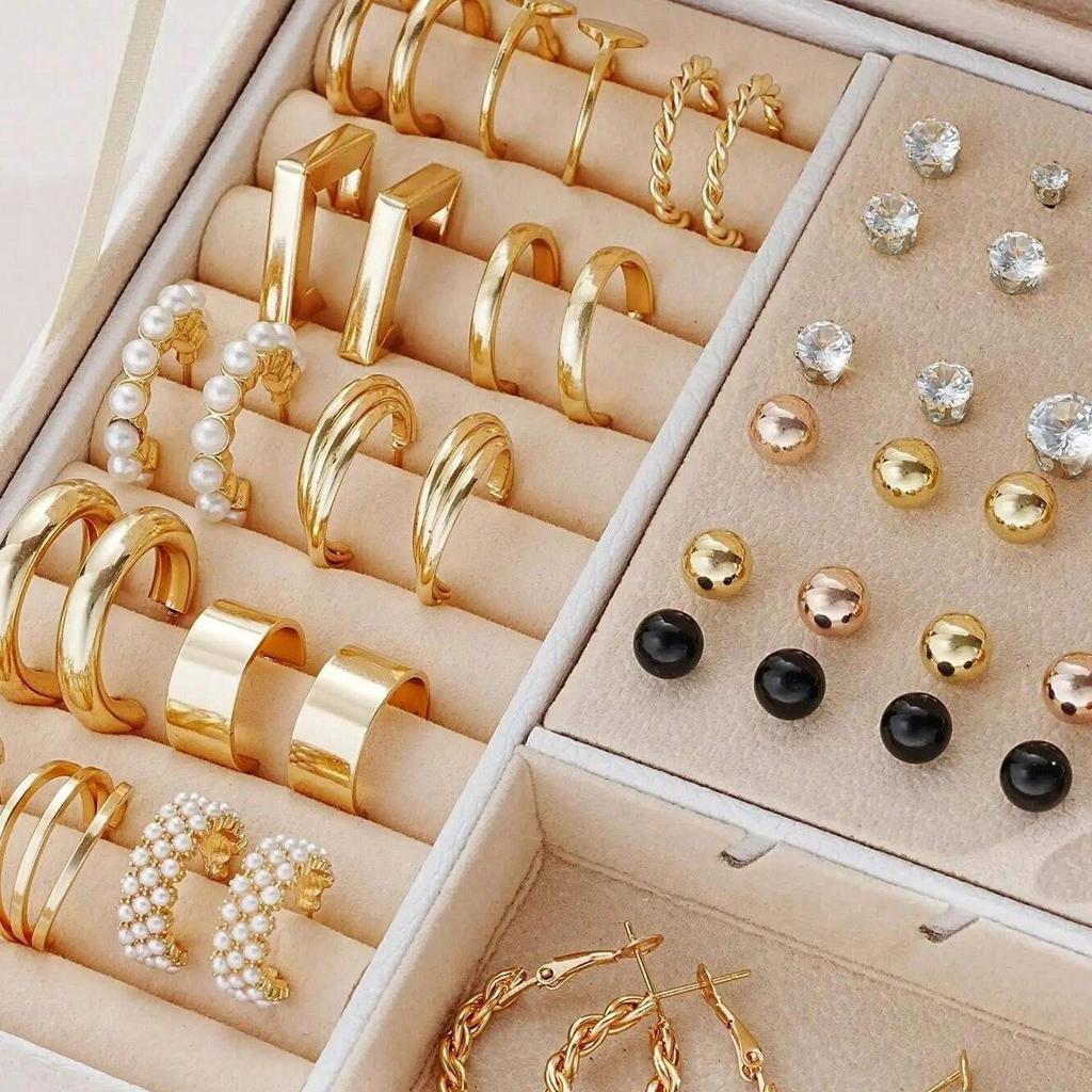 Temu SHEIN popular hot-selling pearl love stud earrings set 111-piece set (excluding box)