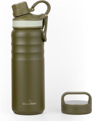 GRANDTIES Vacuum Insulated Stainless Steel Wide Mouth Water Bottle, 709ml, with Two Lids, Direct Drinking, Keeps Hot or Cold Water Hot for 12 Hours,
