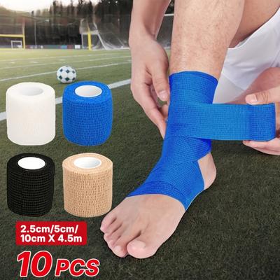 10 Stück Elastisches Selbstklebendes Sporttape Bandage 2,5 cm Vliesstoff Universelle Passform für Sport Fußstütze Gelenkschutz