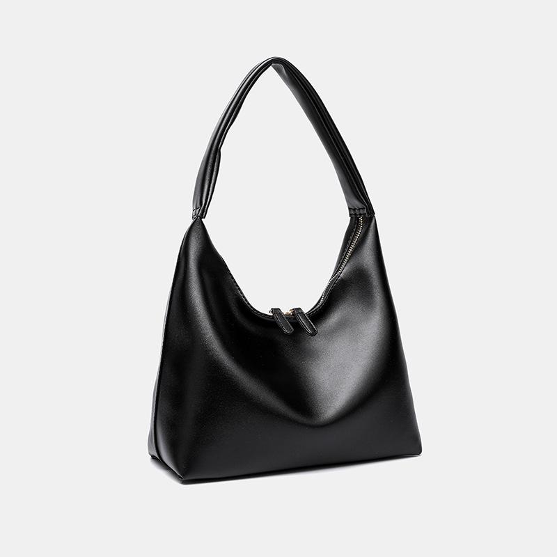 Retro Soft Leather Tote Bag, Milk Tea Colored Bag, Women's Commuting Large Capacity Single Shoulder Armpit Bag