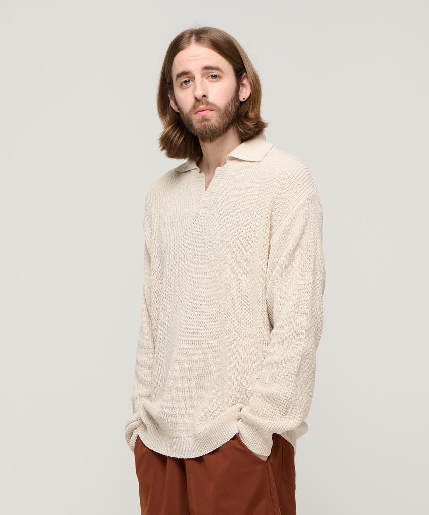 CARGOBROS Boucle Open Collar Knit (Beige)