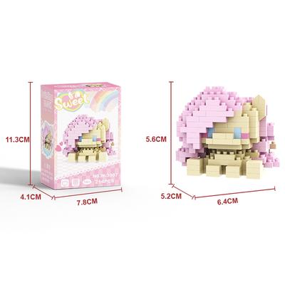 Kleine Cartoon-Figur Baustein Kompatibel mit Bausteinen, Pädagogisches Montage-Ornament für Mädchen