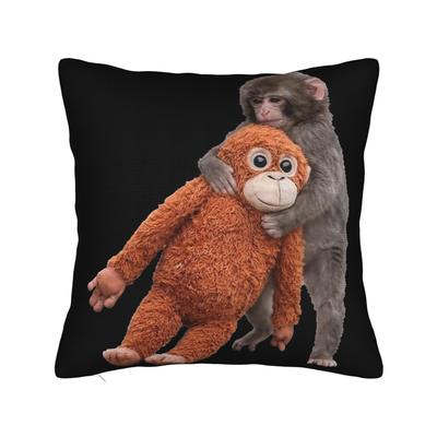 Baby Macaque Hugging Punch Monkey Pillowcase Printed Polyester Cushion Cover Gift Pillow Case Cover Bed Zippered 45*45Cm