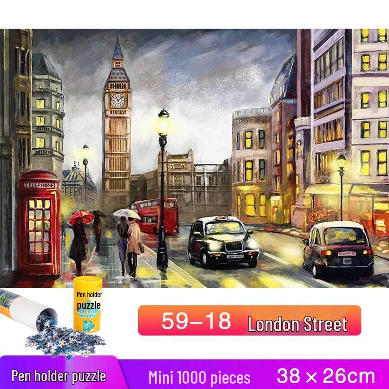 Dospělý držák na tužky 1000dílné mini krajinné puzzle hračka - Vzdělávací a zábavná