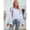 Women's Knitwear Fall/winter Loose Pullover Crewneck Striped Color-block Knit Sweater