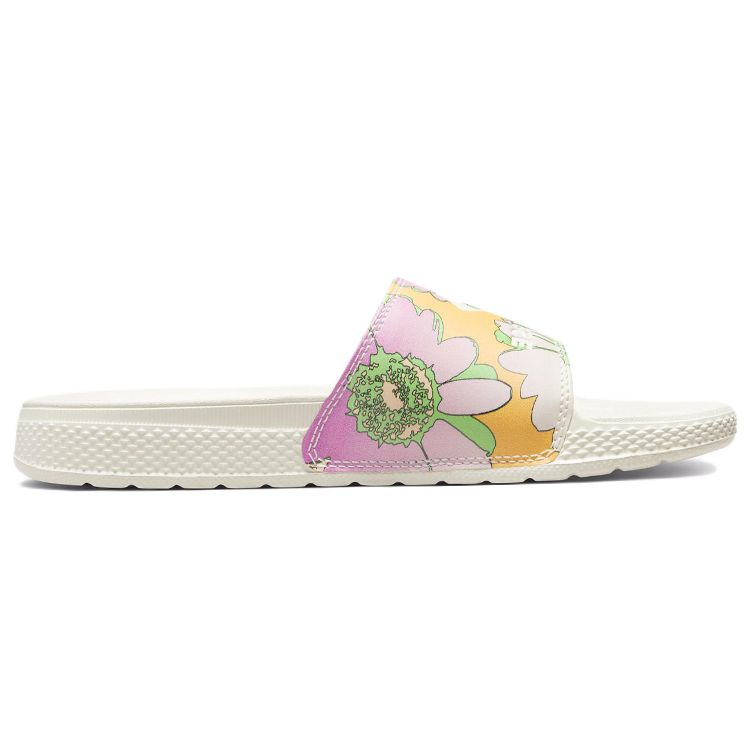 Converse Chuck Taylor All Star Floral Trend Sports Rubber Sole Slide Sandals Unisex Sandals White Purple A00573C
