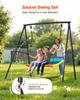 Swing Set for Backyard, 150 X 81 Cm Swing Seat with Heavy Duty A-Frame Metal Stand, 199.6 Kg Load Capacity, Reinforced with Spiral Ground Anchors,