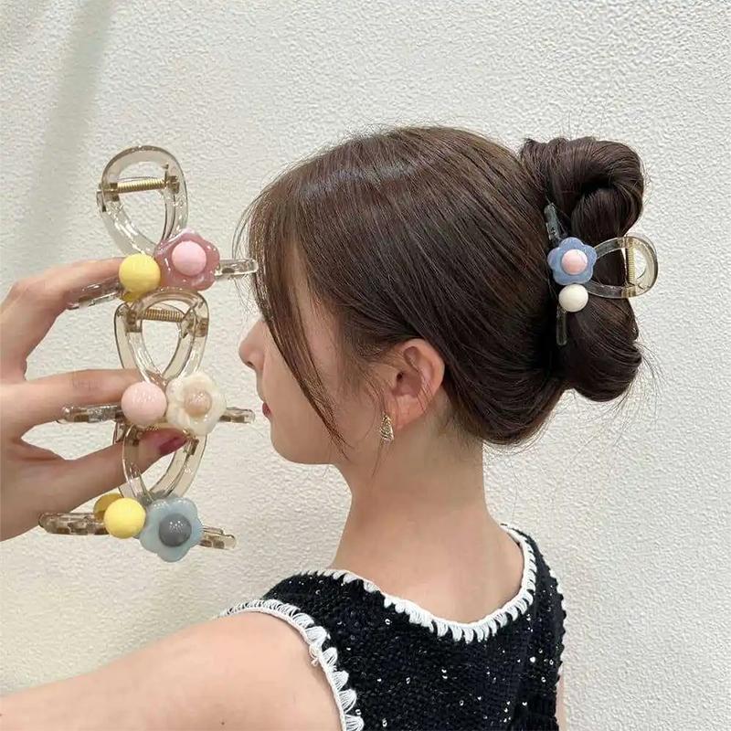 New Sweet Grab Hair Clips for Women Flower Acrylic Hairpin Back Of Head Tie Shark Cawl Clips Girls Hair Accessories