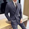 Men's Slim Fit Double-Breasted Suit - British Style Business & Wedding Attire